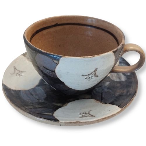 MINO WARE WHITE CAMELLIA COFFEE CUP & SAUCER