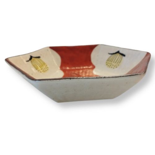MINO WARE WHITE CAMELLIA HEXAGONAL BOWL