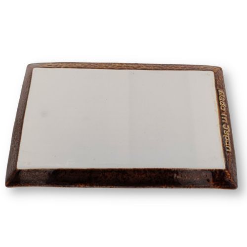 MINOWARE SHINOGI STRIPED CARAMEL BROWN RECTANGULAR PLATE