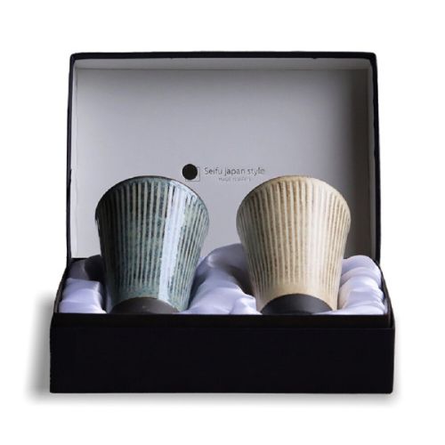 MODERN JAPANESE STYLE EARTH CARVING PAIR OF CUPS