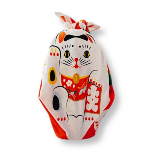 MUSUBI JAPANESE FUROSHIKI LUCKY CAT MANEKI NEKO KABUKI 48CM