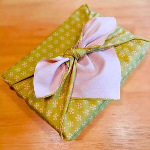 MUSUBI JAPANESE FUROSHIKI RIKYU UME PLUM GREEN PINK 70CM