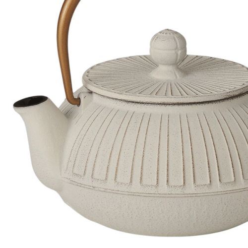 NAMBU IRONWARE IWACHU WHITE AND GOLD TEAPOT