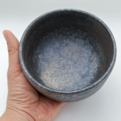 SHIGARAKI WARE YOUHEN BLACK SILVER CERAMIC MATCHA TEA BOWL