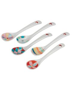 LOT DE 5 CUILLÈRES COLORÉES EN PORCELAINE KUTANI