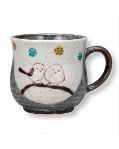 TASSE MUG EN PORCELAINE KUTANI MOTIF OISEAU SHIMAENAGA FABRIQU&Eacute;E AU JAPON