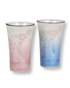 KUTANI WARE TASSES LIBRES PAR PAIRE AVEC GLAÇURE ARGENTÉE ET MOTIF SAKURA