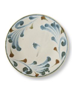 ASSIETTE DE DÎNER KARAKUSA ARABESQUE BLEU BROSSE EN CÉRAMIQUE DE MINO