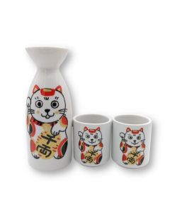ENSEMBLE À SAKE MINO WARE FUKURAKU NEKO CAT GUINOMI TOKKURI