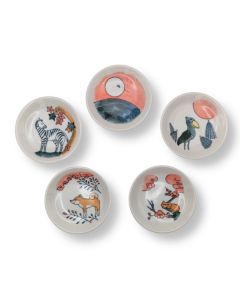 MINO WARE HANAFUDA DESIGN MAMEZARA PETIT PLATEAU ENSEMBLE DE 5