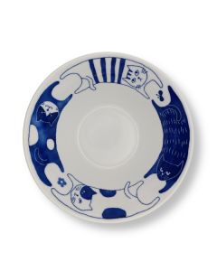BOL DONBURI GRAND MODÈLE MINO WARE NEKO CHAT BLEU 20,5CM