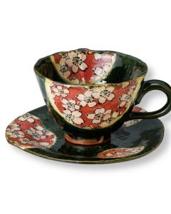 TASSE À CAFÉ ET SOUCOUPE ORIBE SAKURA DE MINO WARE