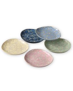 ENSEMBLE DE 5 ASSIETTES TRIANGULAIRES EN PORCELAINE MINO WARE À MOTIF FLEUR DE CERISIER SAKURA