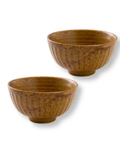 ENSEMBLE DE 2 PETITES BOLS À RIZ MINO WARE SHINOGI MARRON NOYER