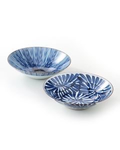 LOT DE 2 BOLS PEINTS À LA MAIN EN BLEUE HASAMI