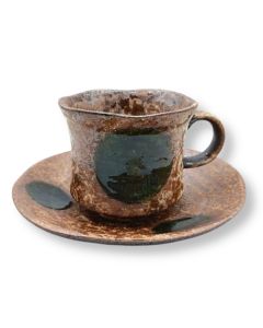 MINO WARE TASSE À CAFÉ ET SOUCOUPE GLAÇURE IGA ORIBE