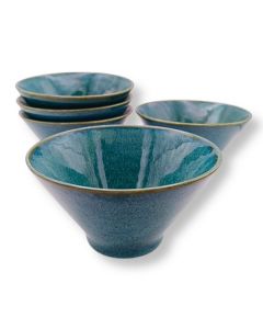 ENSEMBLE DE 5 BOLS POLYVALENTS EN PORCELAINE JAPONAISE DE MINO, VERT NATUREL