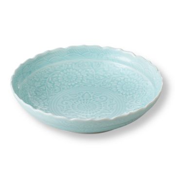 ARITA WARE PALE BLUE FLOWER MOTIF LARGE BOWL
