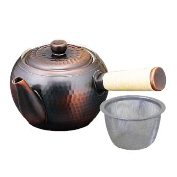 JAPANESE HANDMADE KYUSU TEAPOT COPPER WITH STRAINER