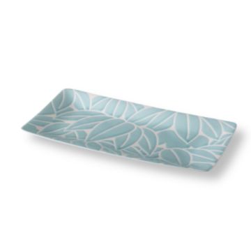 HASAMI WARE BLUE BAMBOO PATTERN LONG SQUARE PLATE