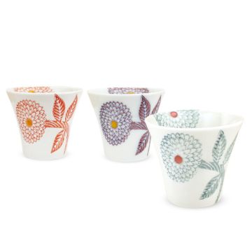 HASAMI WARE DAHLIA TEACUPS SET OF 3