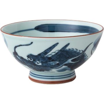 HASAMI WARE DRAGON PATTERN LARGE RICE BOWL