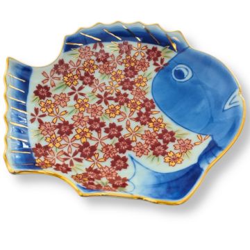 HASAMI WARE FISH-SHAPED GOLD SMALL PLATE