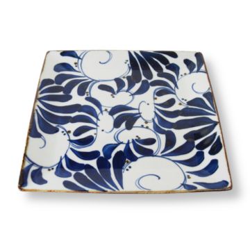 HASAMI WARE SAIKAI POTTERY KARAKUSA SQUARE PLATE 27CM
