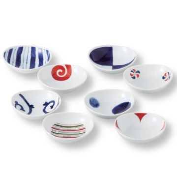 HASAMI WARE SMALL PLATES 8 PATTERN SET WITH BOX