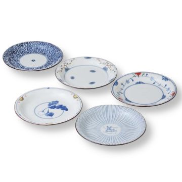 HASAMI WARE TRADITIONAL PATTERN 16CM PLATE SET OF 5