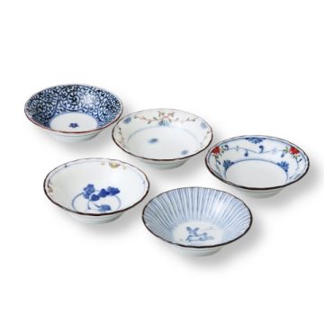HASAMI WARE TRADITIONAL PATTERN SMALL BOWL SET OF 5