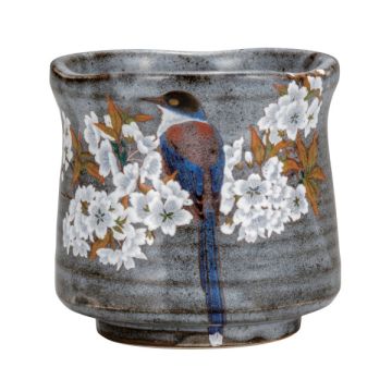 KUTANI WARE CHERRY BLOSSOM AND BIRD LARGE TEACUP