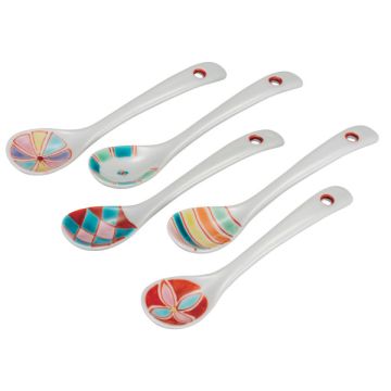 KUTANI WARE COLORFUL PORCELAIN SPOON SET OF 5