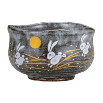 KUTANI WARE MATCHA BOWL GOLDEN MOON RABBIT