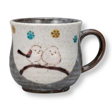TASSE MUG EN PORCELAINE KUTANI MOTIF OISEAU SHIMAENAGA FABRIQUÉE AU JAPON
