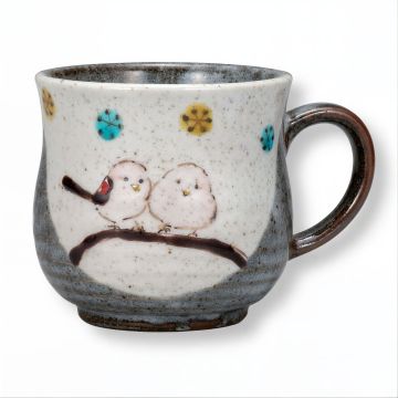 TASSE MUG EN PORCELAINE KUTANI MOTIF OISEAU SHIMAENAGA FABRIQUÉE AU JAPON