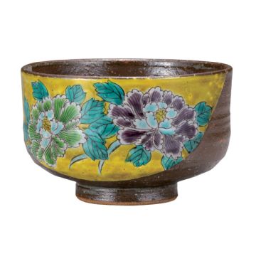 KUTANI WARE YOSHIDAYA PEONY MATCHA TEA BOWL