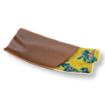 KUTANI WARE YOSHIDAYA TSUBAKI CAMELLIA LONG PLATE 28CM