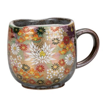 KUTANI WARE FLORAL MULTICOLOR MUG WITH BOX