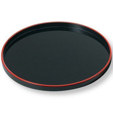 FUKUI CRAFT LACQUERWARE BLACK NON-SLIP ROUND OBON TRAY 27CM