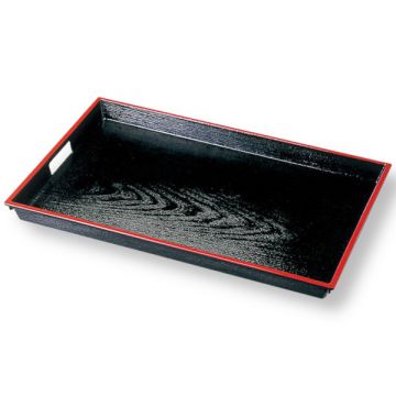 FUKUI CRAFT LACQUERWARE BLACK SQUARE OBON TRAY 45CM