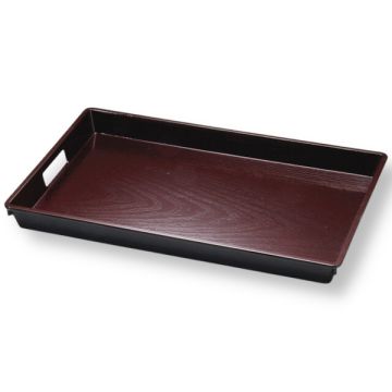 FUKUI CRAFT LACQUERWARE BROWN NON-SLIP SQUARE OBON TRAY 45CM