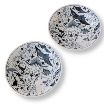 MINO WARE DINOSAUR PATTERN BOWL SET OF 2