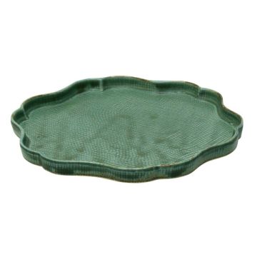 MINO WARE GREEN FLOWER SHAPED PLATE