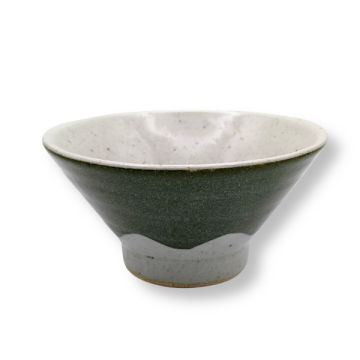 MINO WARE HANDMADE 12CM MT. FUJI-SHAPED GREEN RICE BOWL