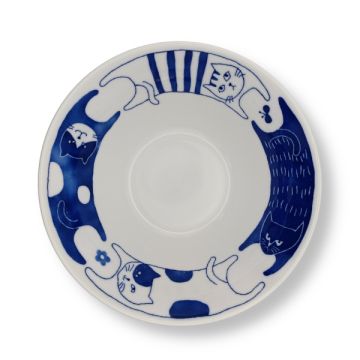 MINO WARE NEKO CAT BLUE LARGE DONBURI BOWL 20.5CM