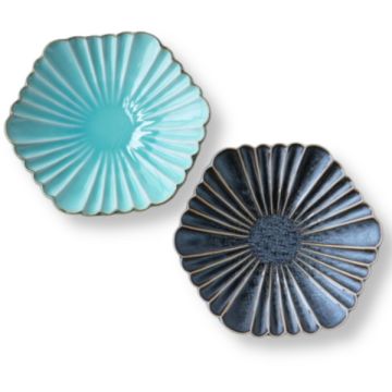 MINO WARE PEACOCK PLATE 2-COLOR SET