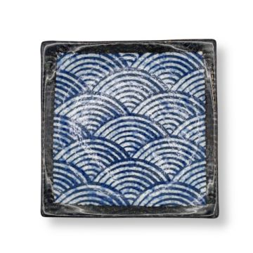 MINO WARE SEIGAIHA WAVE JAPANESE CERAMIC SQUARE PLATE