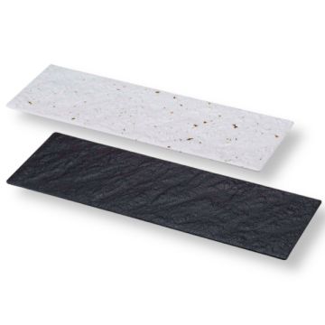 MINO WARE SUSHI SQUARE PLATE SET IN BLACK AND WHITE