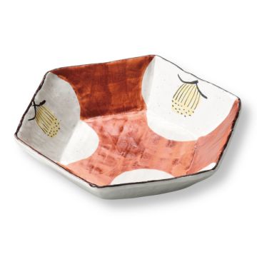 MINO WARE WHITE CAMELLIA HEXAGONAL BOWL